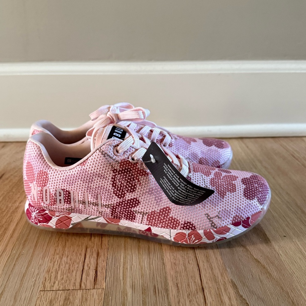 NOBULL Pink Cherry Blossom Floral Sneakers training shoes size W10 NWT